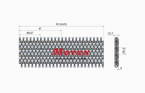 Băng tải nhựa Movex 556 Grip Top (mã P5433010006A) Băng tải nhựa Movex 556 Grip Top (mã P5433010006A)