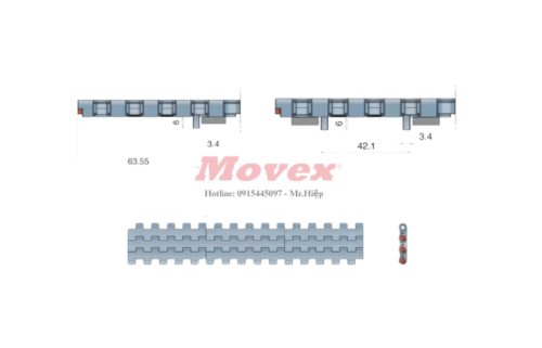 Băng tải nhựa Movex 520 Flat Top (mã P5201010170A) Băng tải nhựa Movex 520 Flat Top (mã P5201010170A)
