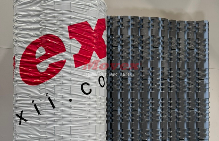 Lắp đặt Băng tải Movex - Modular Belt 552 GT cho nhà máy Bia tại Bình Dương Băng tải nhựa phủ cao su Movex Series 552 Grip Top