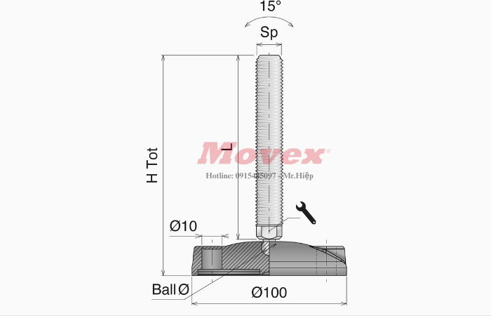 Chân đế Ø100 (P95602) Chân đế Ø100 (P95602)